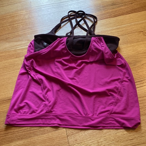 Athleta Hidden Agenda No Limits Built in Bra Racerback Tank Pink Deep Burgundy M - Picture 3 of 10